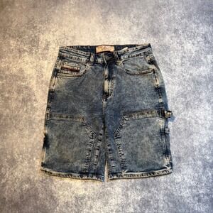 Akademiks Mens Acid Wash Double Knee Carpenter Shorts Size 30 Jeanius 1999